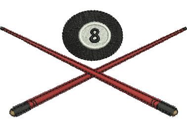 8 Ball with CuesEmbroidery Design