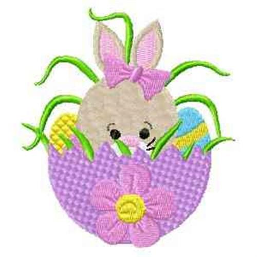 Bunny In Egg Embroidery Design