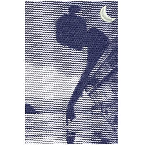 GIRL IN BOAT SILHOUETTE Embroidery Design