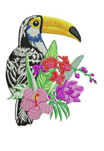 Flower Toucan Embroidery Design