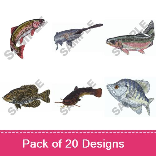 FRESHWATER FISH I Design Pack - EmbroideryDesigns