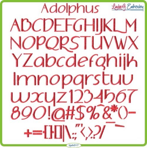 Adolphus Embrilliance Font Embroidery Font