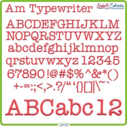 American Typewriter Embrilliance Font Embroidery Font