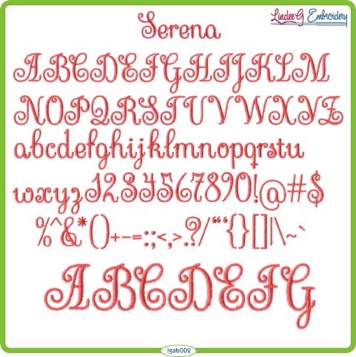 Serena Embrilliance Font Embroidery Font