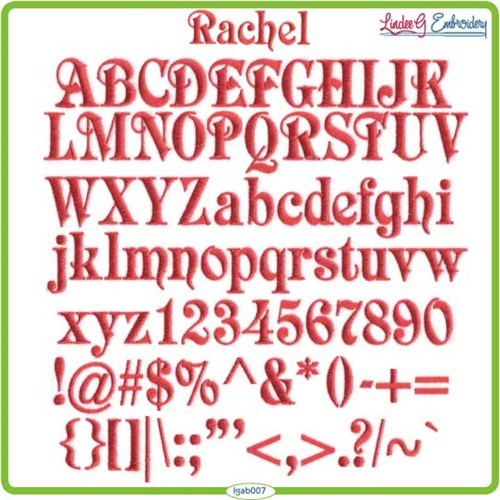 Rachel Embrilliance Font Embroidery Font
