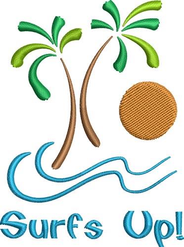 common.free Island Surfs Up Embroidery Design