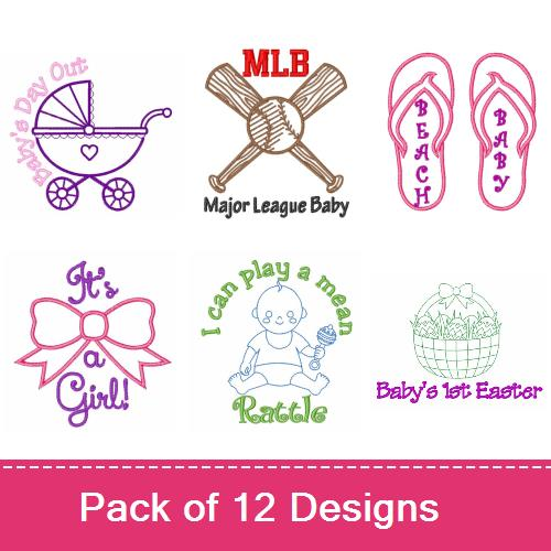 Adorable Baby Outlines Design Pack