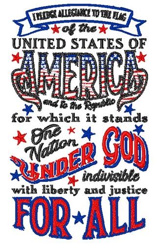 Pledge Of Allegiance Embroidery Design