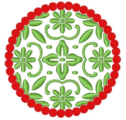 Floral Christmas Circle Embroidery Design