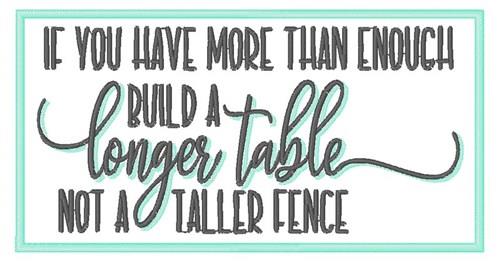 Build A Longer Table Embroidery Design