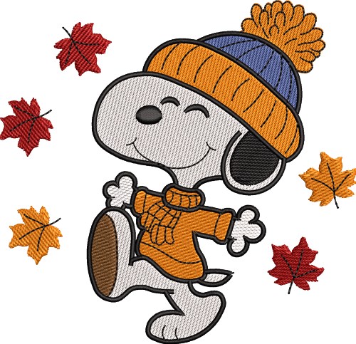 Snoopy Fall Pattern Autumn SnoopyEmbroidery Design - EmbroideryDesigns