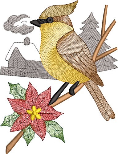 Christmas Bird Embroidery Design