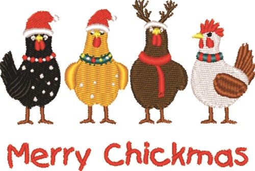 Merry Chickmas Embroidery Design