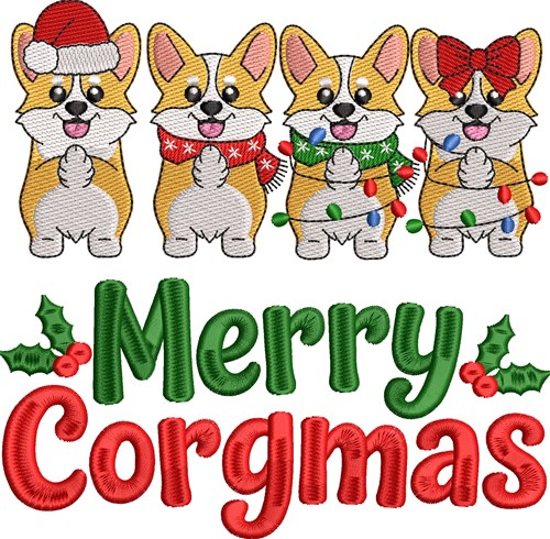 Merry Corgmas Embroidery Design