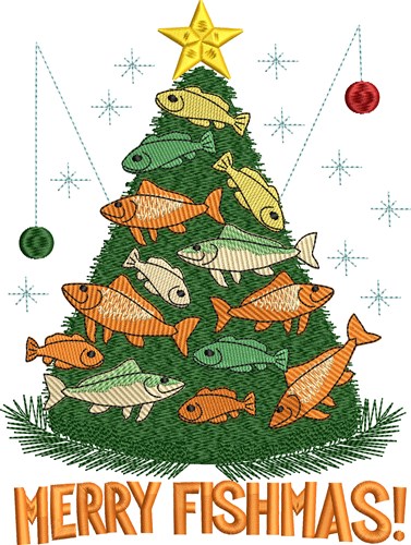 Merry Fishmas Embroidery Design