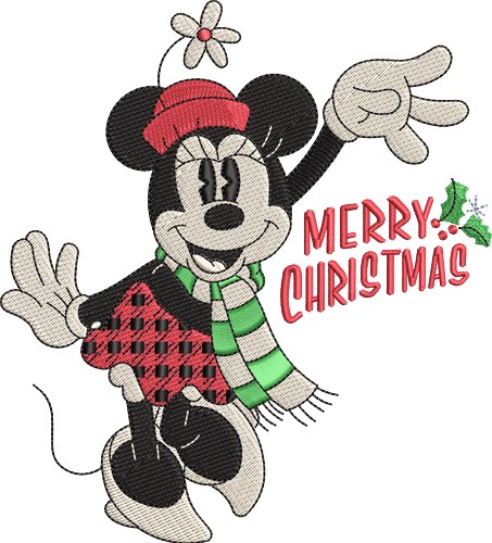 Merry Christmas Minnie Embroidery Design