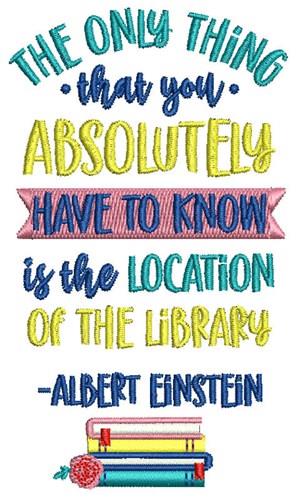 Library Location Einstein Embroidery Design