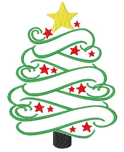 Swirling Christmas Tree Embroidery Design