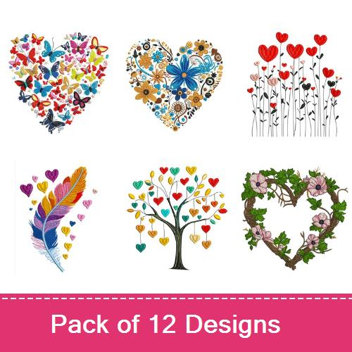 Beautiful Hearts Design Pack - EmbroideryDesigns