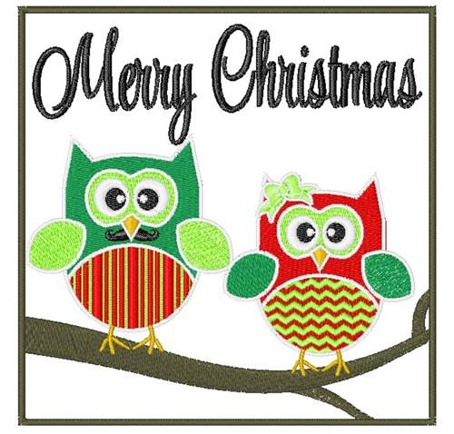Merry Christmas Owls Embroidery Design