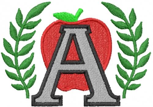 A for Apple Embroidery Design