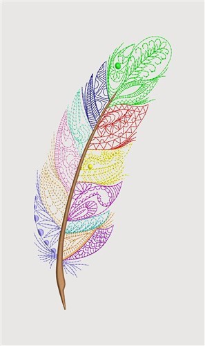 Colorful Feather Embroidery Design