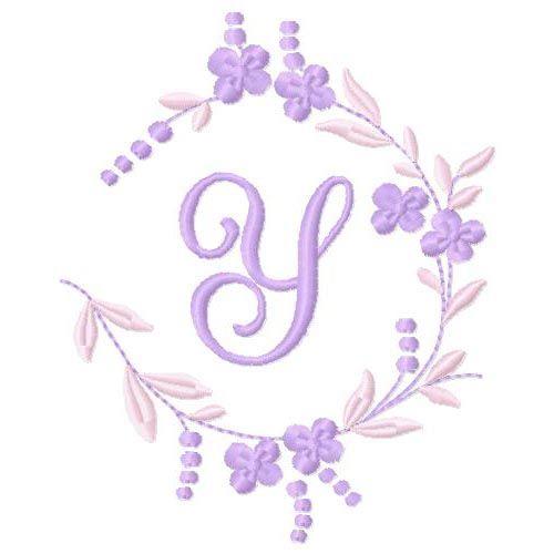 Floral Monogram Y Embroidery Design