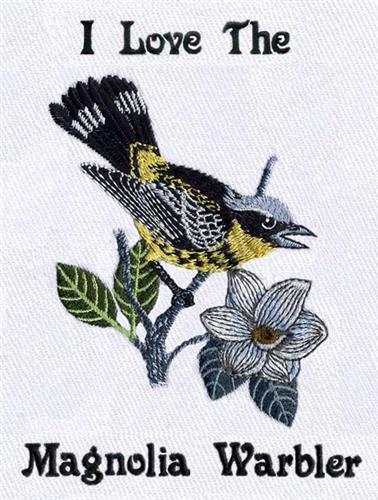 Magnolia Warbler Embroidery Design